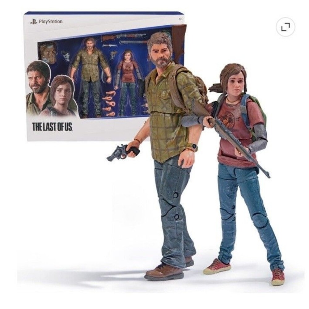 the Last of US, 2-Pack 6” Joel & Ellie Action Figures with 19 Accessories